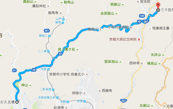 大原～志久呂橋までの地図