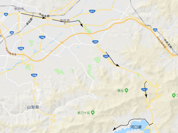 甲府～富士の地図